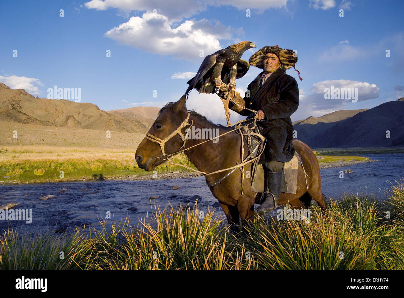 Chasse traditionnellement kazakh mongol de l'ouest de l'AIGLE J'ai eu la chance d'ha Banque D'Images