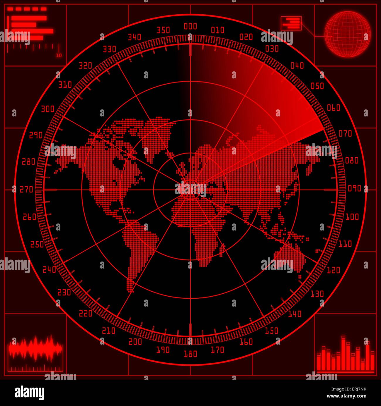 L'écran Radar avec carte du monde. Vector EPS10 Image Vectorielle Stock ...