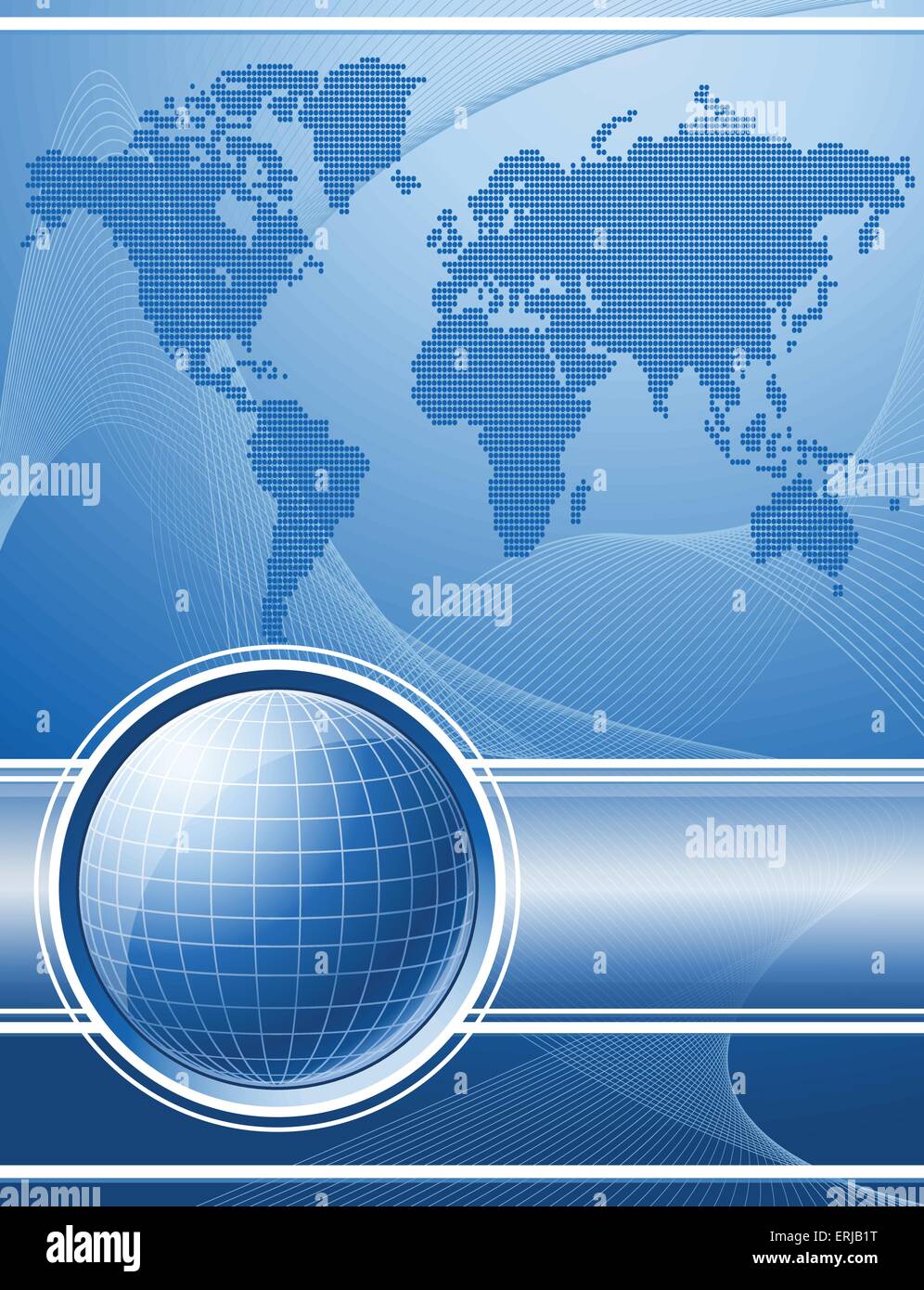 Fond bleu avec globe et carte du monde. Vector EPS10. Illustration de Vecteur