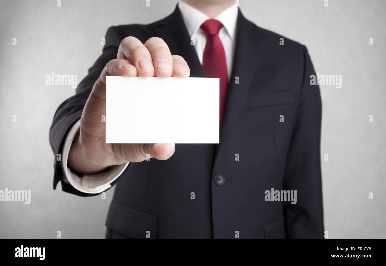 Businessman showing blank business card. Banque D'Images