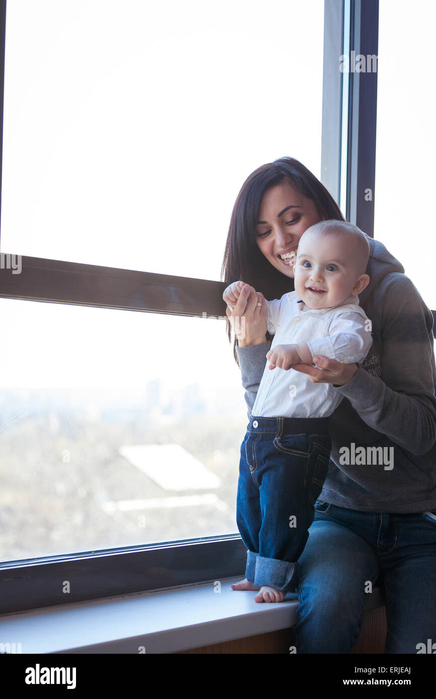 Mother with baby boy Banque D'Images