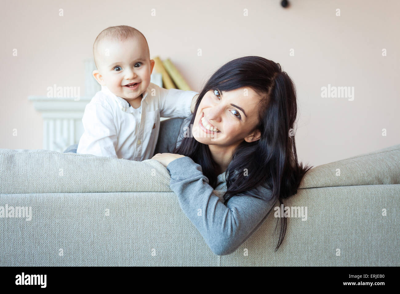 Mother with baby boy Banque D'Images