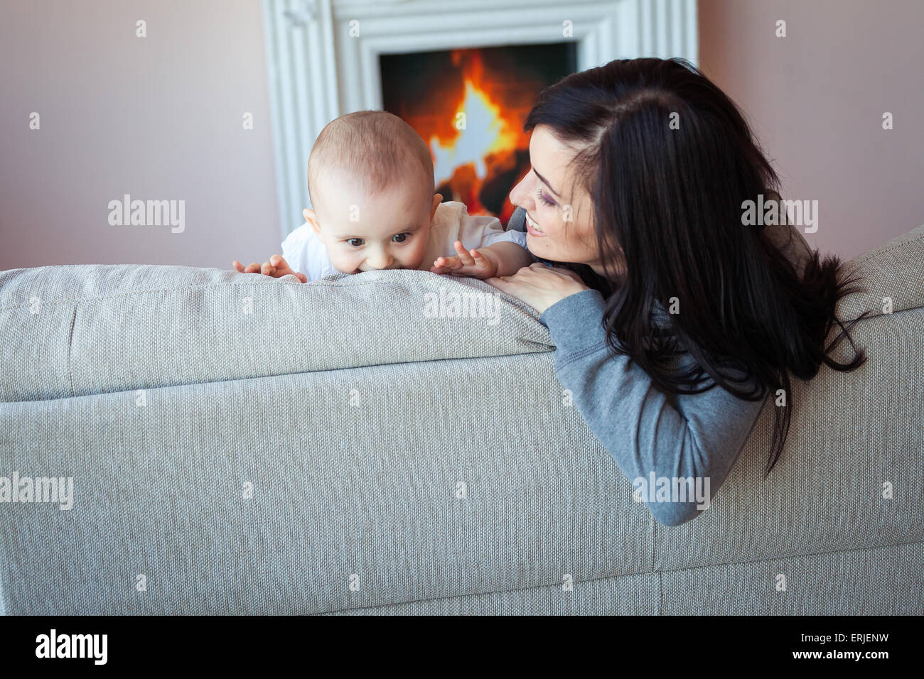 Mother with baby boy Banque D'Images