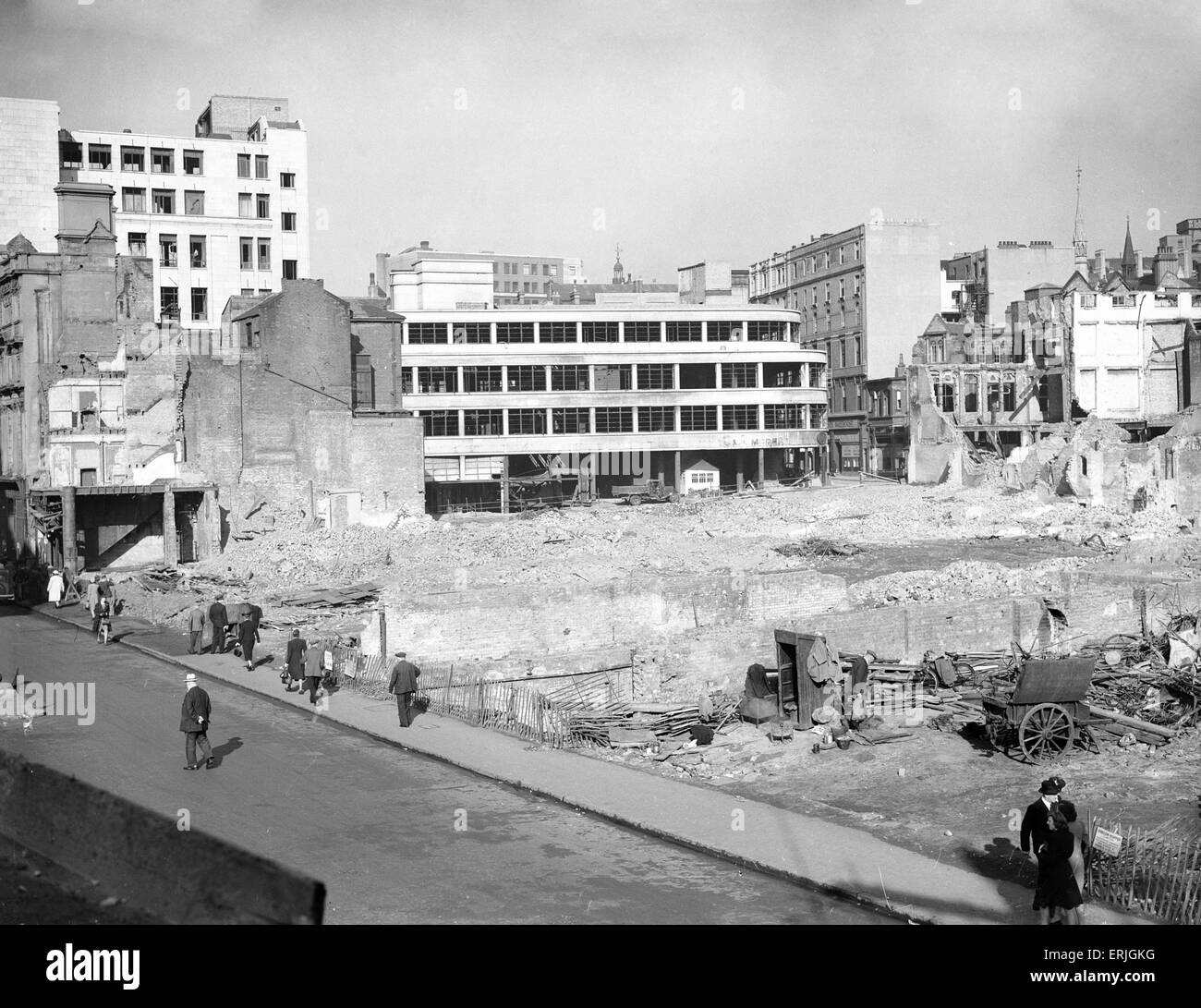 Dommages causés par les bombes, New Street, Birmingham. 29 septembre 1941. Banque D'Images