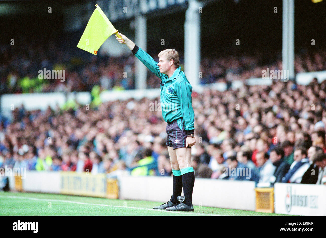 Everton 0-2 Manchester United, match de championnat à Goodison Park, samedi le 12 septembre 1992. Banque D'Images