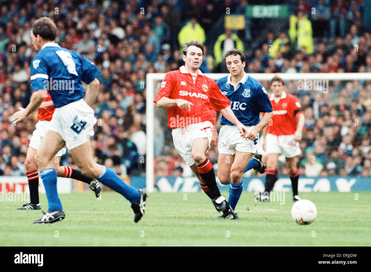 Everton 0-2 Manchester United, match de championnat à Goodison Park, samedi le 12 septembre 1992. Brian McClair. Banque D'Images