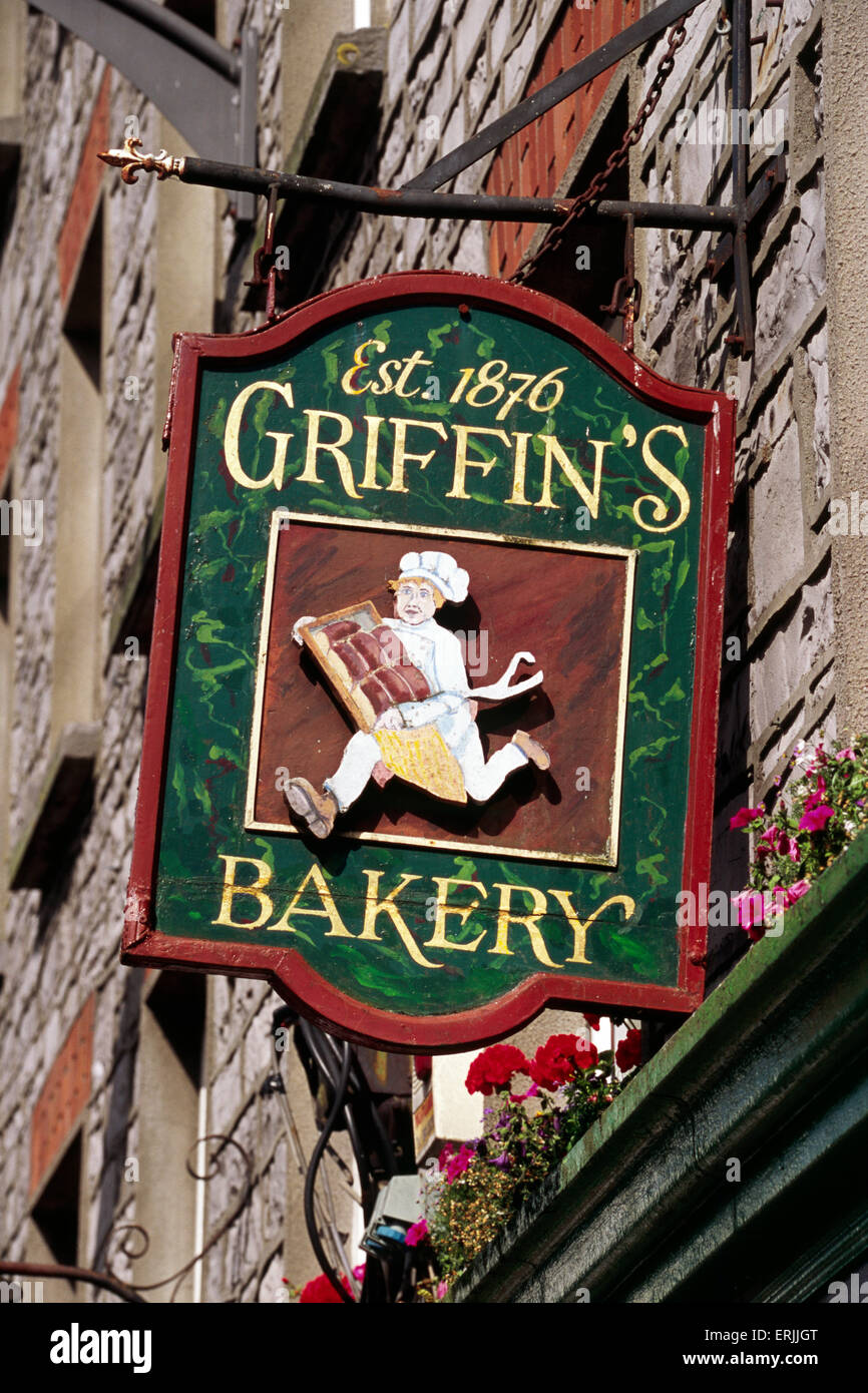 Irlande, Galway, pancarte boulangerie Banque D'Images