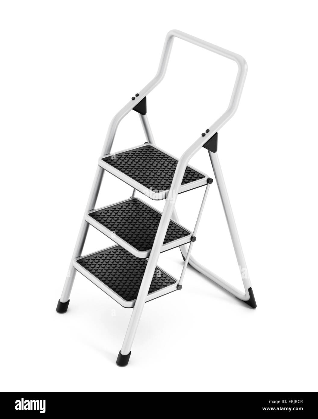 Escabeau isolé sur fond blanc. Banque D'Images