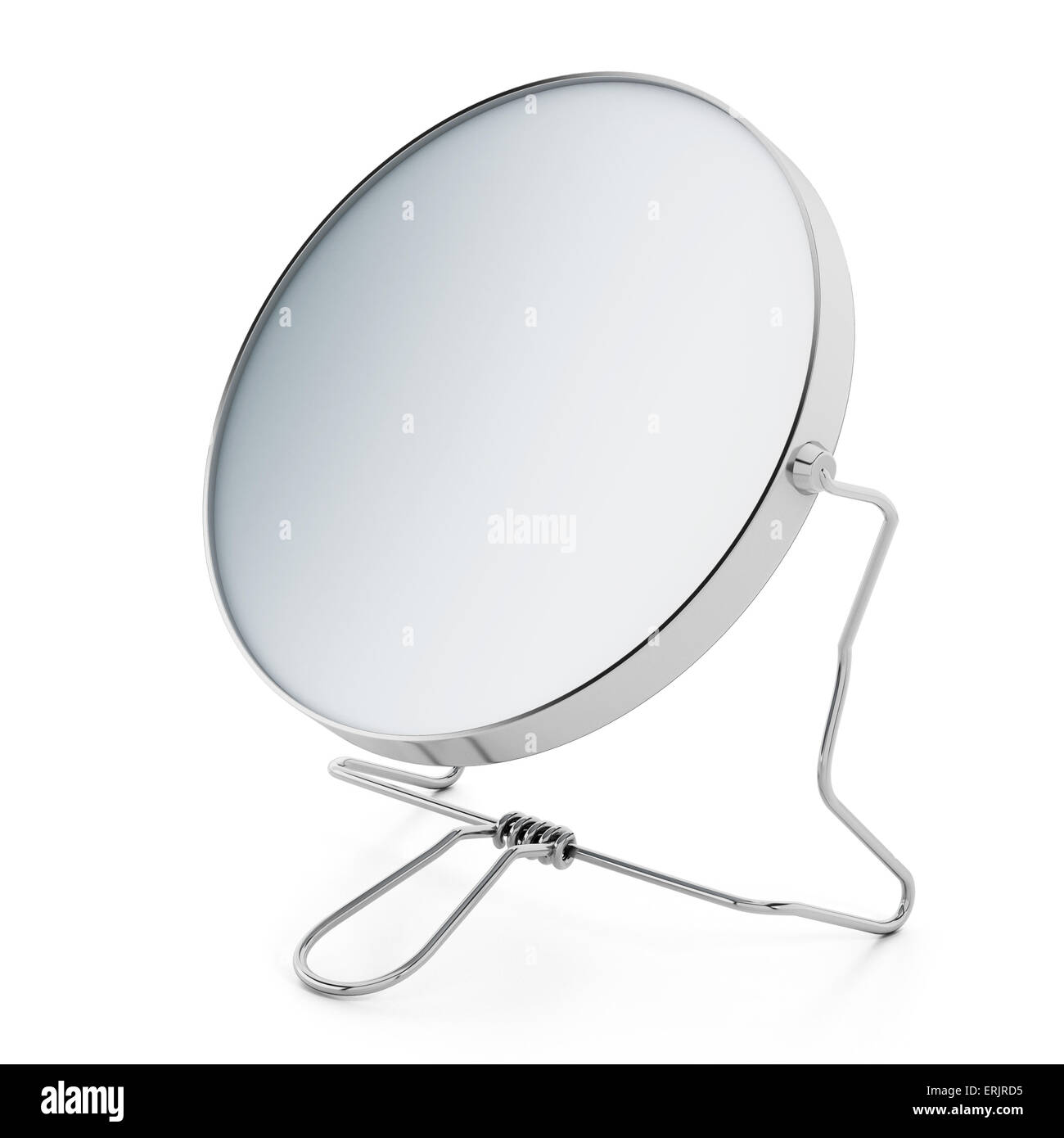 Miroir rond isolé sur fond blanc. Banque D'Images