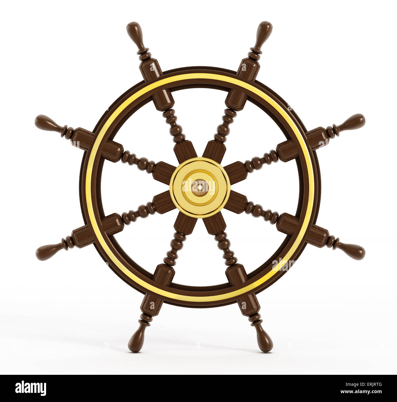 Ship Wheel isolé sur fond blanc. Banque D'Images