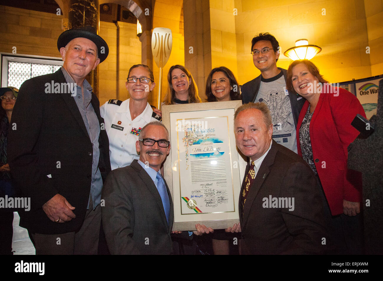 Los Angeles River Day, Los Angeles City Hall Banque D'Images