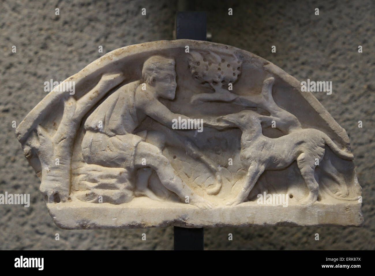 Début de Christian. Sarcophages romains. Berger avec chien. Inconnu. 3e- 4e C. AD. Musées du Vatican. Banque D'Images