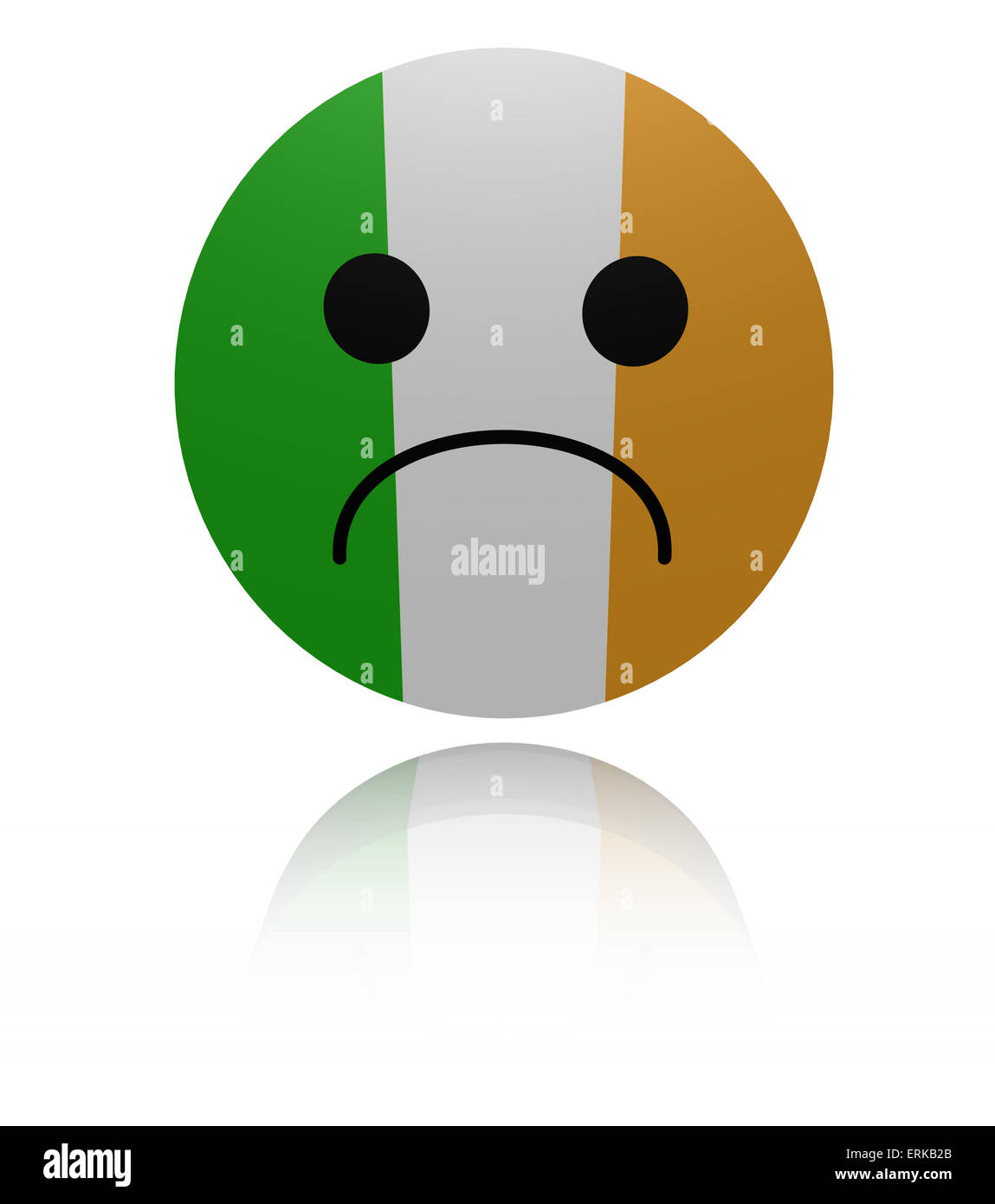 Drapeau irlandais icône triste illustration d'une réflexion Banque D'Images