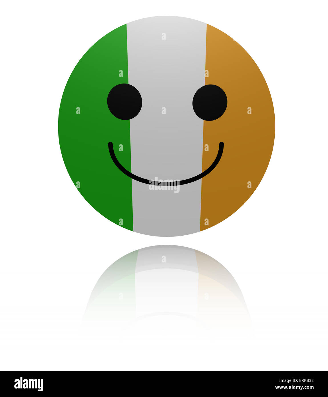 L'icône de drapeau irlandais heureux avec réflexion illustration Banque D'Images