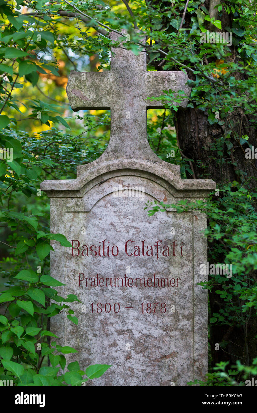 Tombe de l'entrepreneur Prater Basilio Calafati au cimetière St Marx, cimetière Biedermeier, district de Wien-Landstrasse Banque D'Images