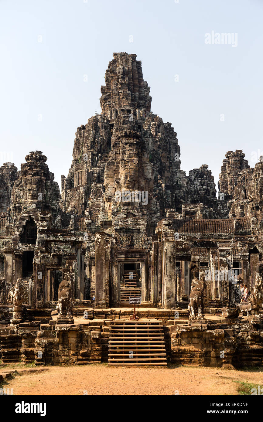 Entrée sud du temple Bayon, Gopuram, Angkor Thom, Siem Reap, Cambodge Banque D'Images