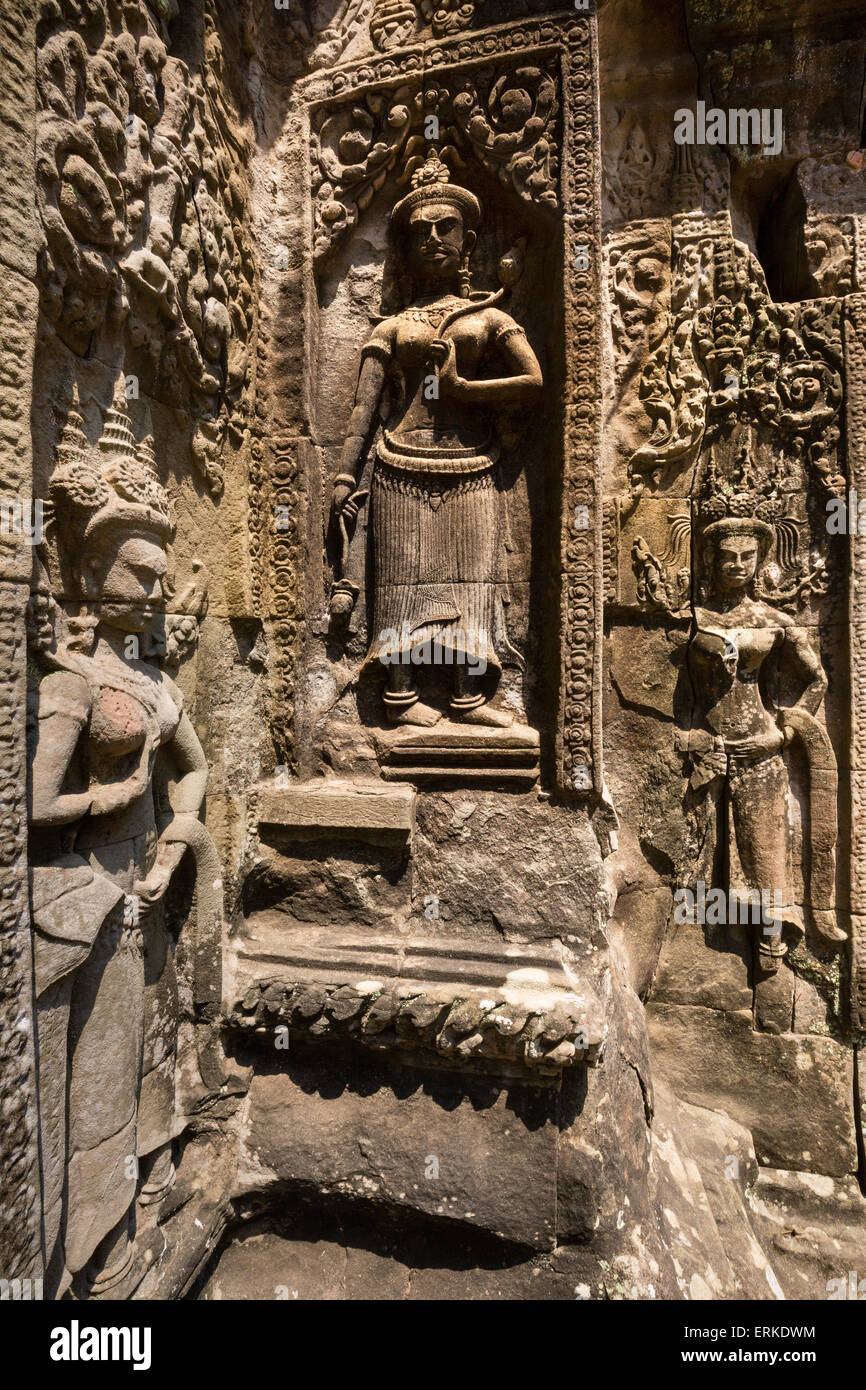 Devata chiffres sur le Prsat de la Chau Say Tevoda temple, Angkor, la Province de Siem Reap, Cambodge Banque D'Images