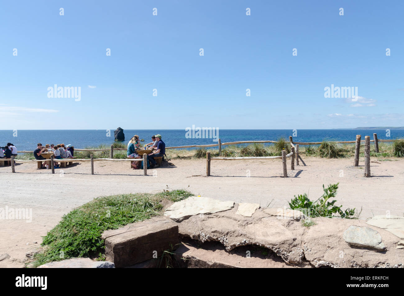 Coin salon extérieur au Beach House Cafe à South Milton Sands, Thurlestone, South Hams, Devon Banque D'Images