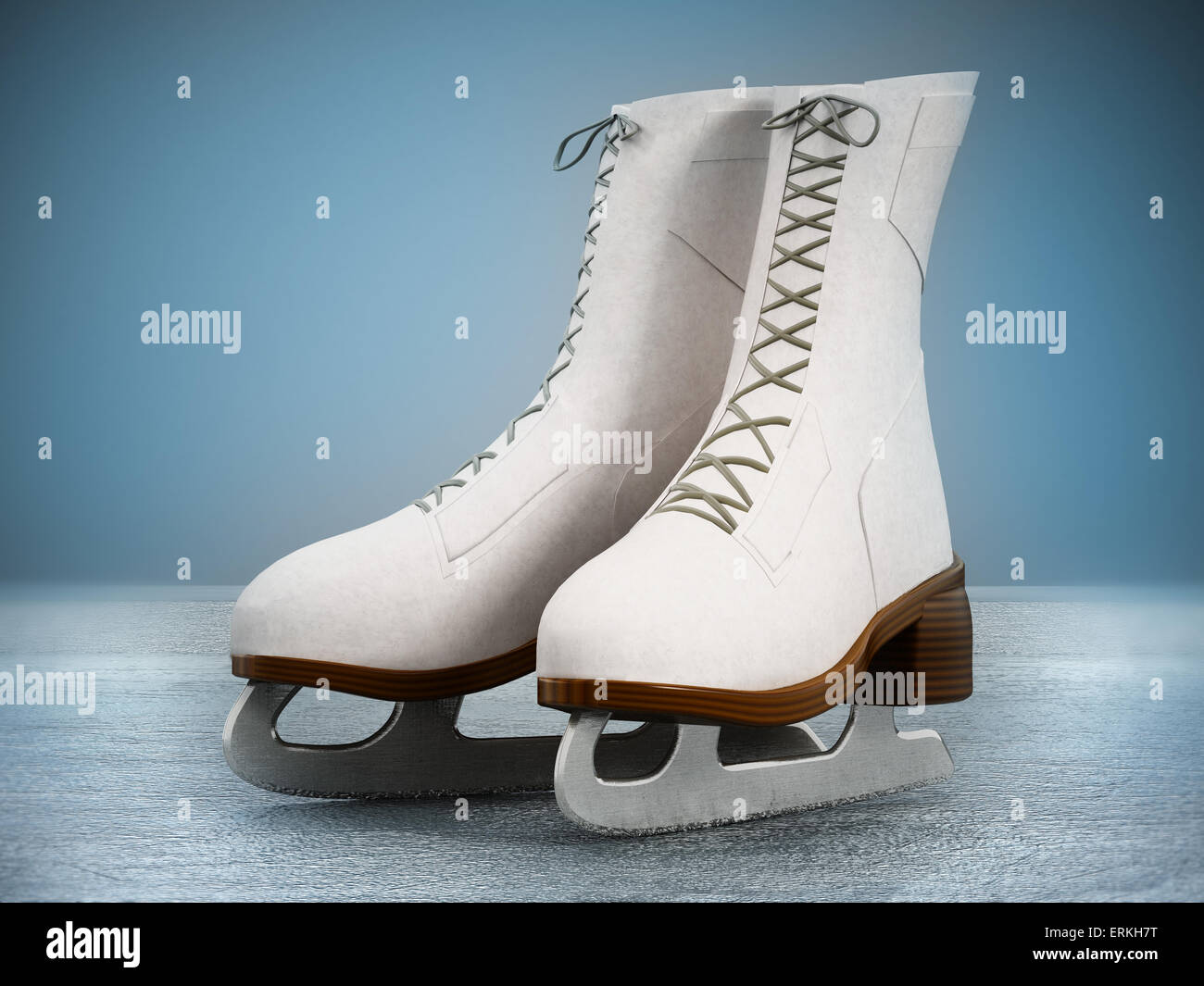 Femme patin à glace isolé sur fond de glace. Banque D'Images