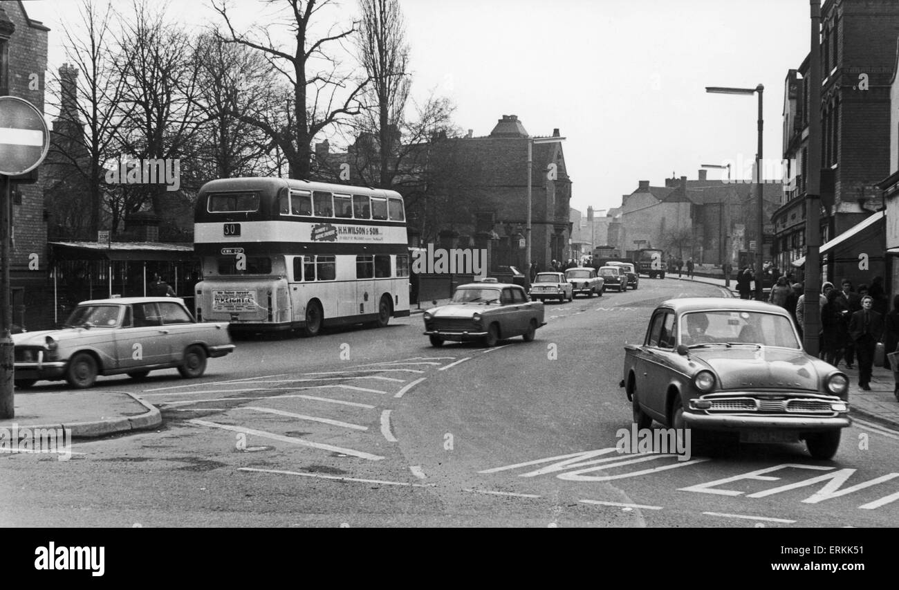 Bedworth centre-ville. 17 Janvier 1970 Banque D'Images