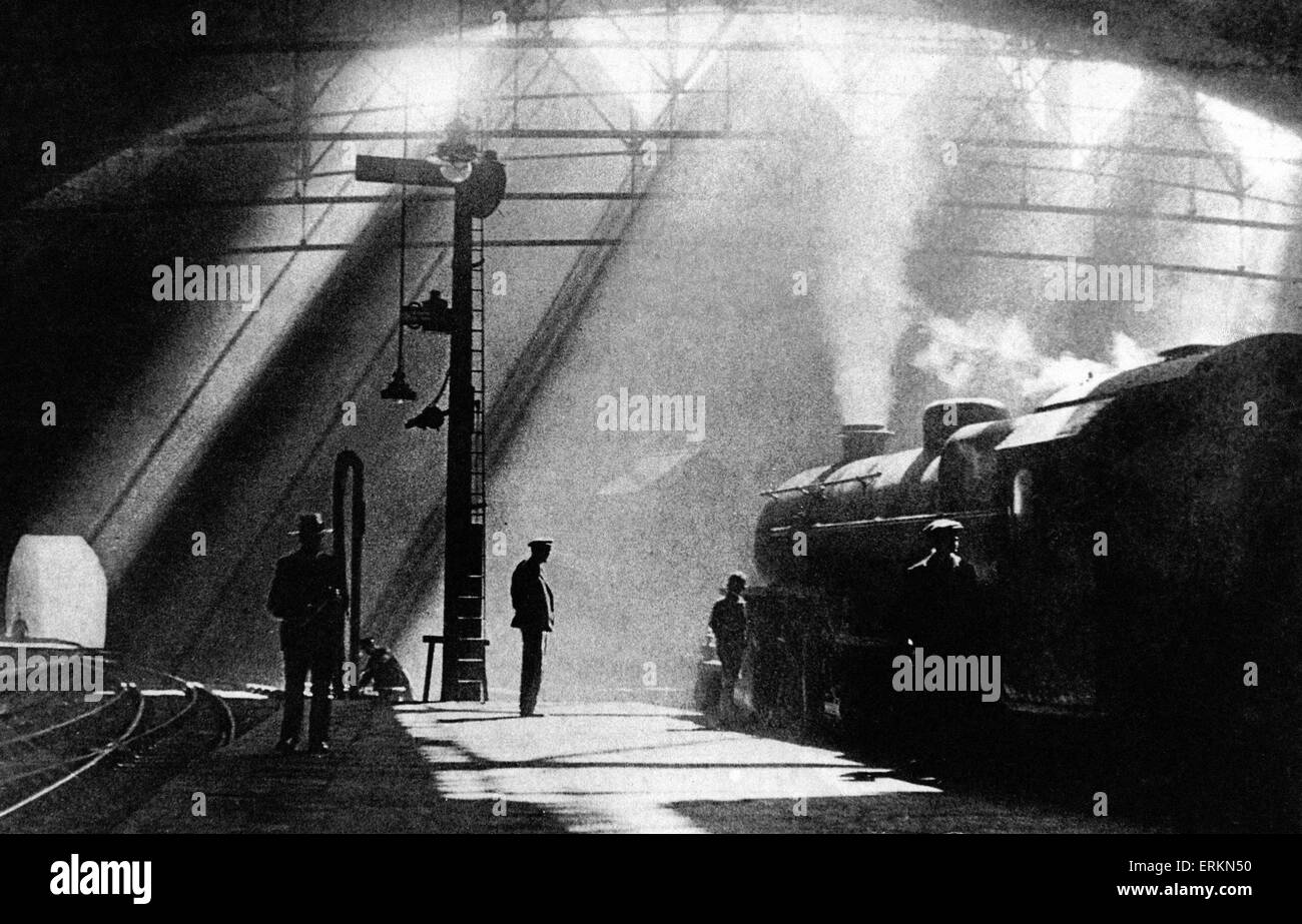 Vue de l'intérieur de la gare de Birmingham New Street, 1927. Banque D'Images