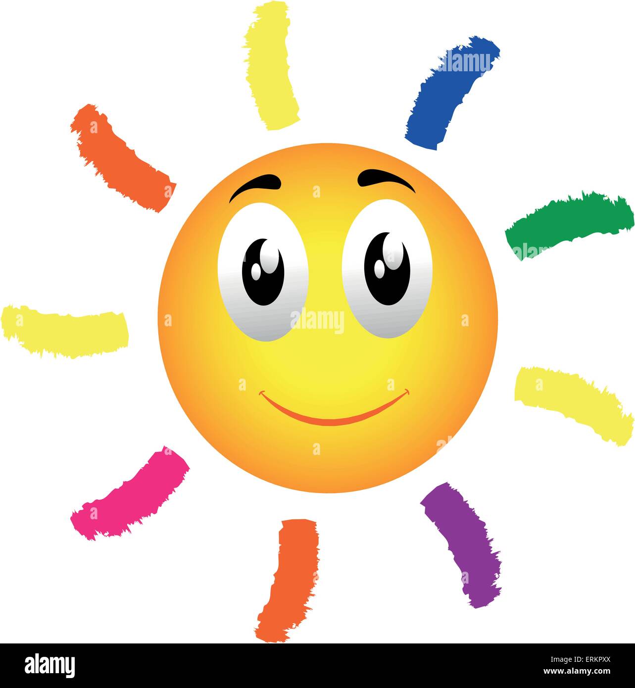 Vector illustration de soleil avec visage sur fond blanc Illustration de Vecteur