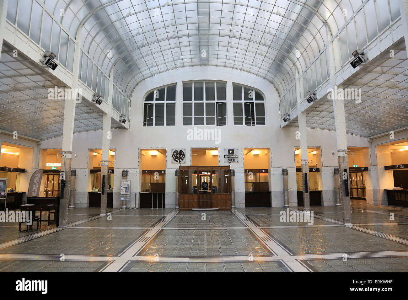 Hall. Bureau Postal Savings Bank Building par Otto Wagner, Vienne, Autriche, Europe Banque D'Images