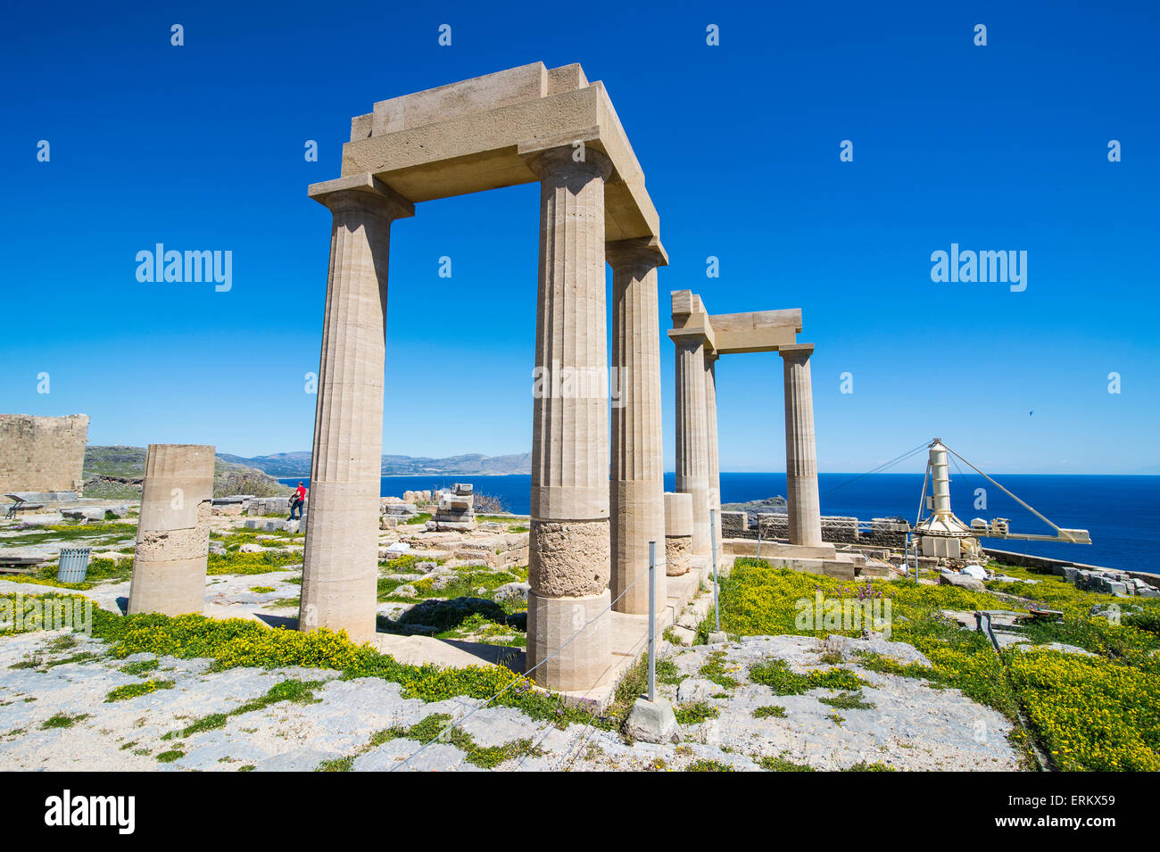 Acropole de Lindos, Rhodes, Dodécanèse, îles grecques, Grèce, Europe Banque D'Images