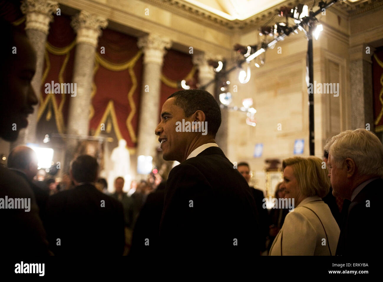 Les chefs d'Obama sur l'état de l'Union au Congrès à Washington, D.C. Banque D'Images