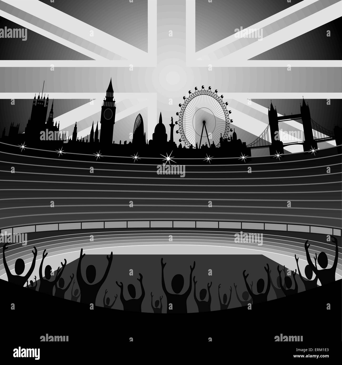 Stade avec la ville de Londres à l'horizon - vector Illustration de Vecteur