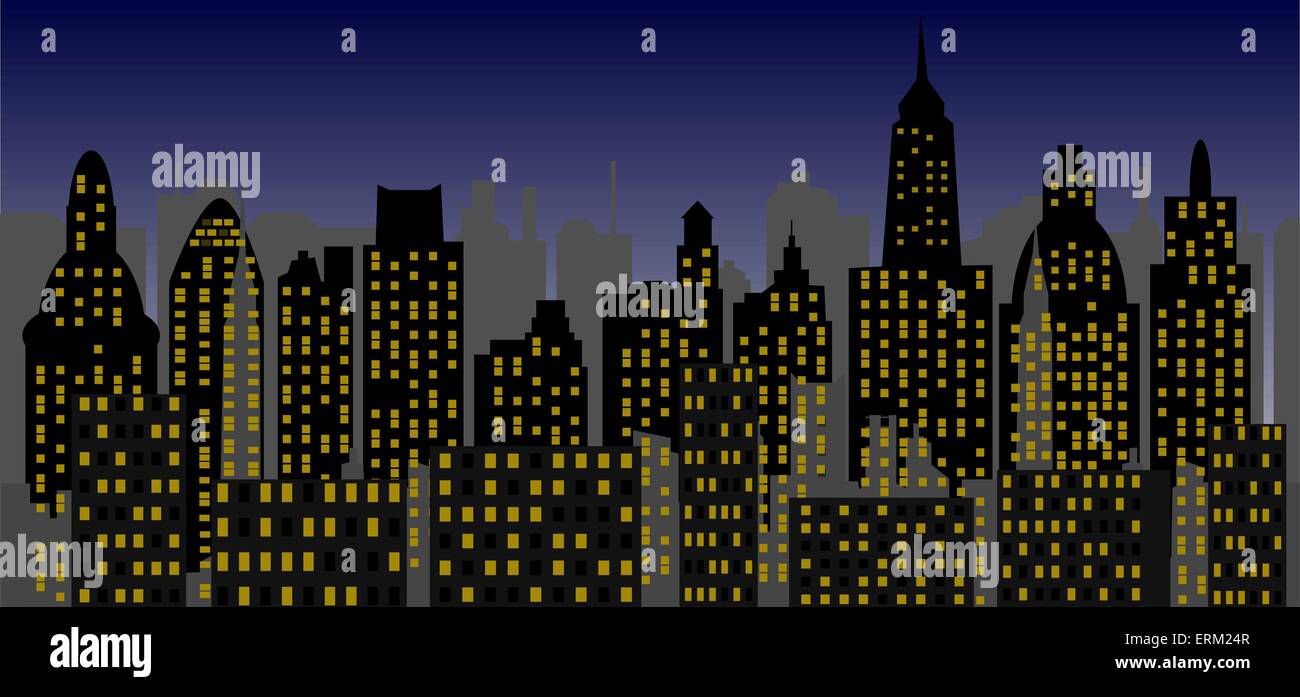 Panorama de la ville moderne - vector Illustration de Vecteur
