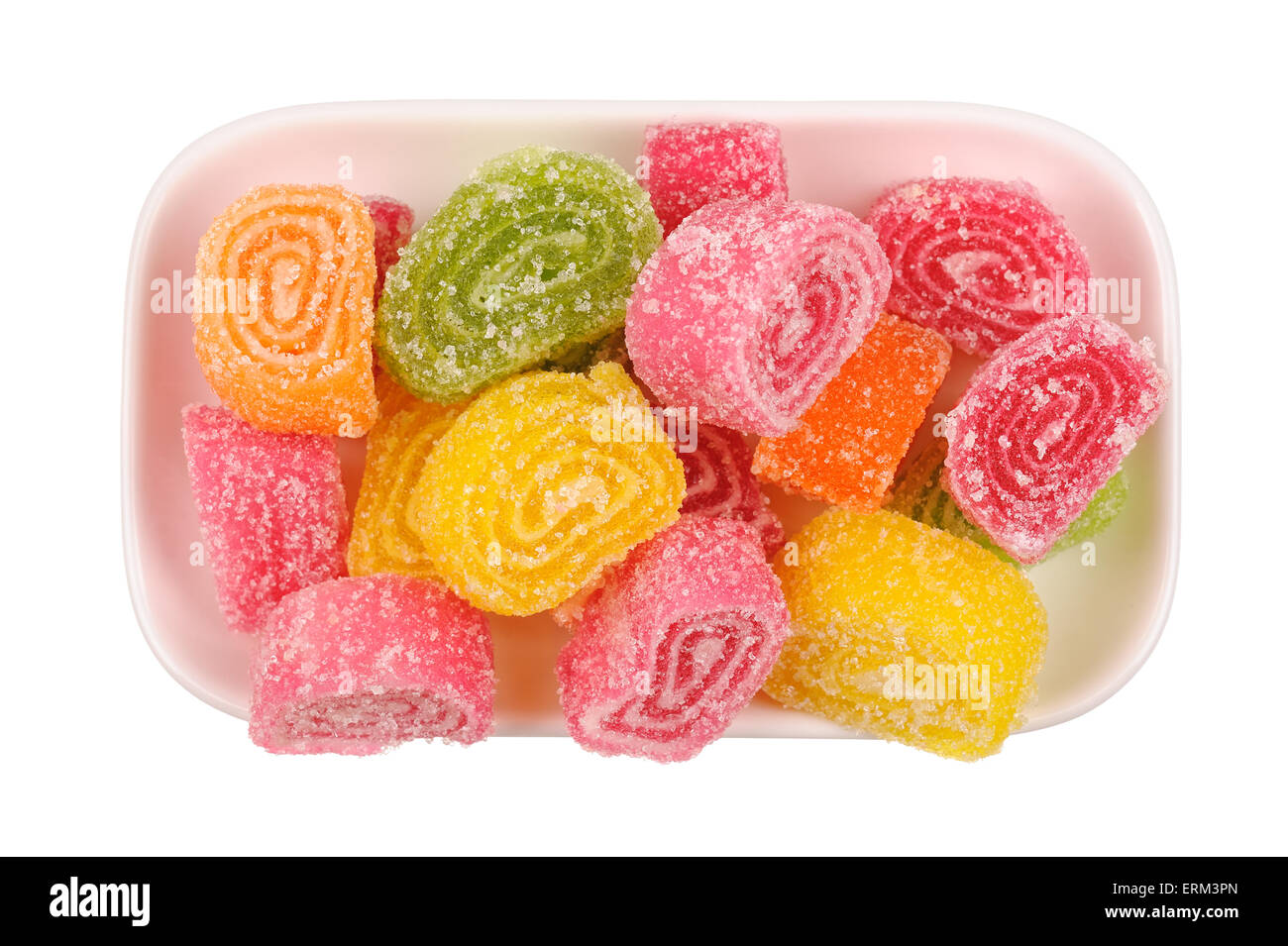 Ensemble de gelée de fruits confits sur un plateau isolé Banque D'Images