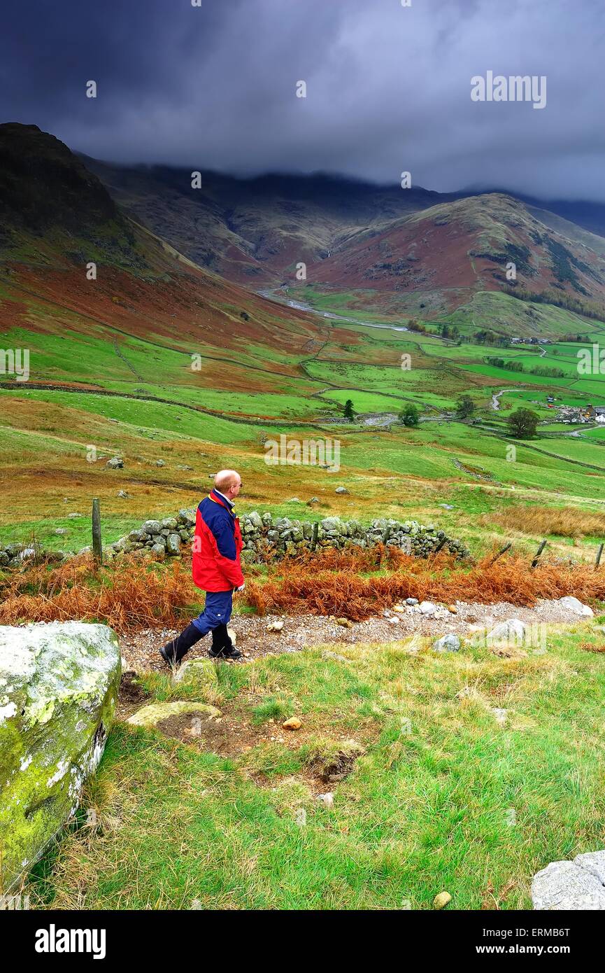 Balade dans la vallée de Langdale Banque D'Images