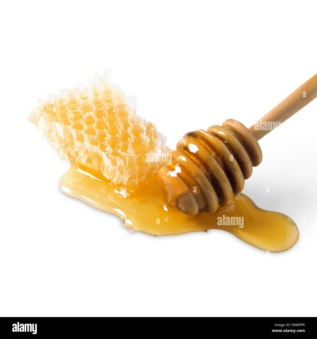 Le miel provenant d'un nid sur un fond blanc Banque D'Images