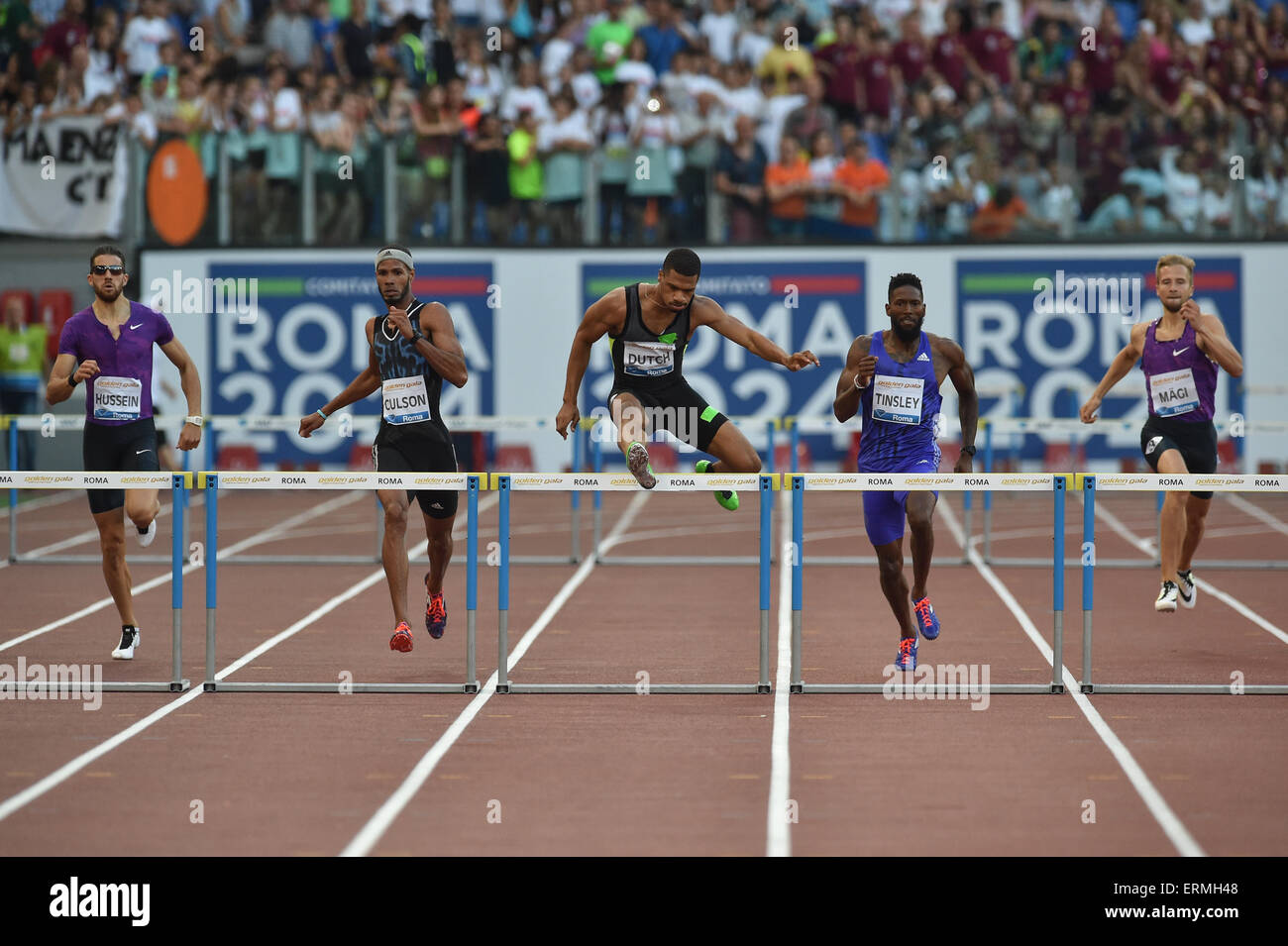 Rome, Italie. 04 Juin, 2015. Ligue de diamant de l'IAAF Golden Gala de Rome. Johnny Dutch (USA) est en compétition et remporte le 400 mètres haies hommes. Credit : Action Plus Sport/Alamy Live News Banque D'Images