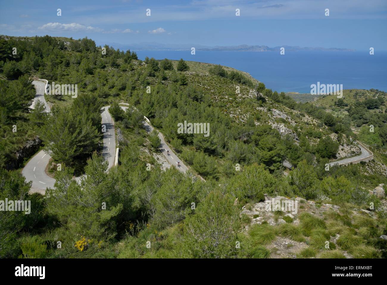 Route serpentine de Burgos à l'Ermita de Betlem, Parc Natural Peninsula de Llevant, à Arta, Majorque, Iles Baléares Banque D'Images