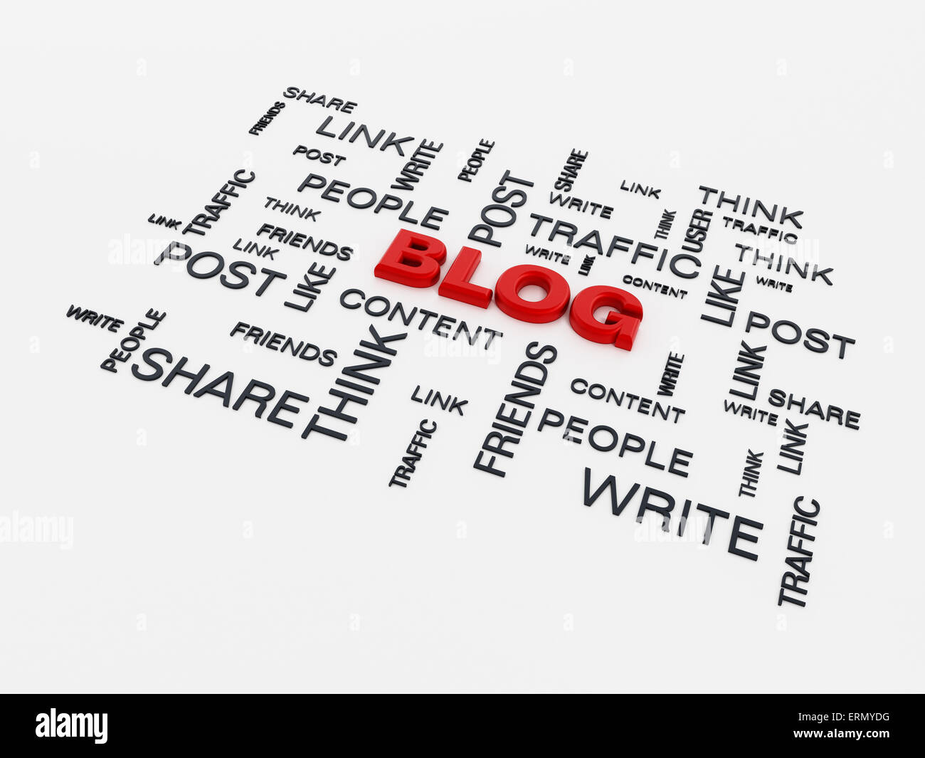Blog design conceptuel sur fond blanc Banque D'Images