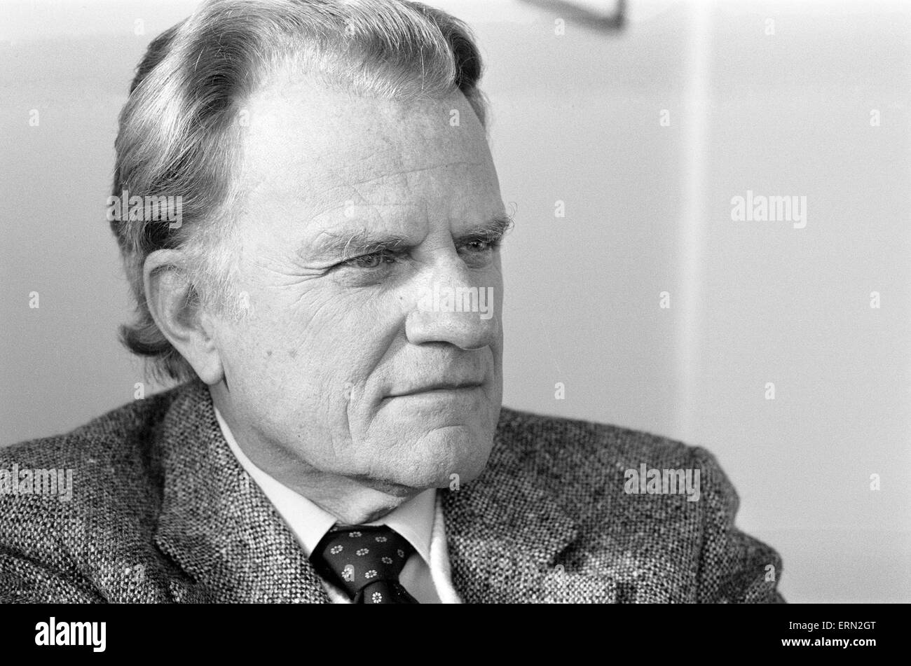 Billy Graham, évangéliste chrétien américain, à Londres, le 19 janvier 1984. Banque D'Images