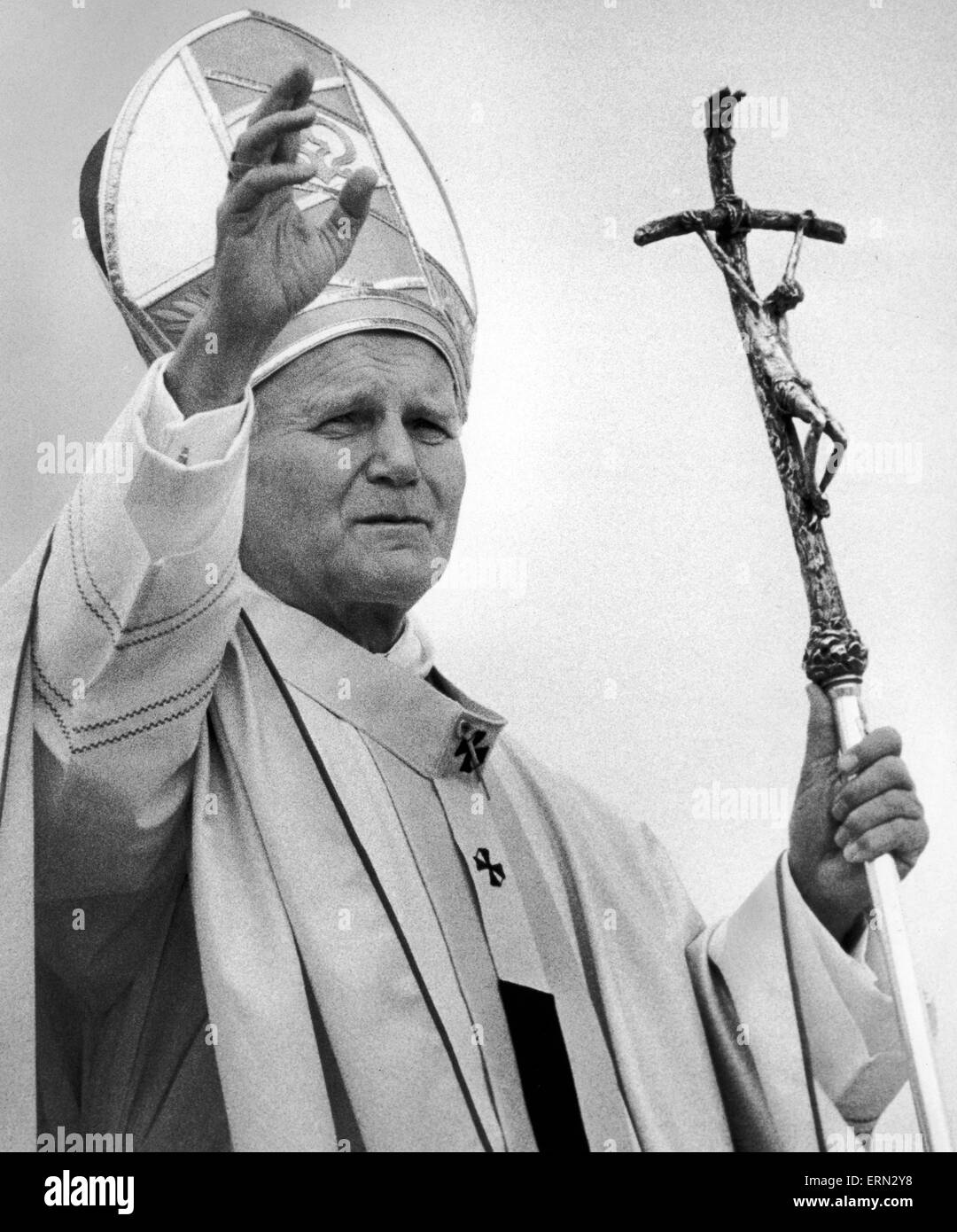 Le Pape Jean Paul II Messe à Heaton Park, Manchester, le lundi 31 mai 1982. Banque D'Images