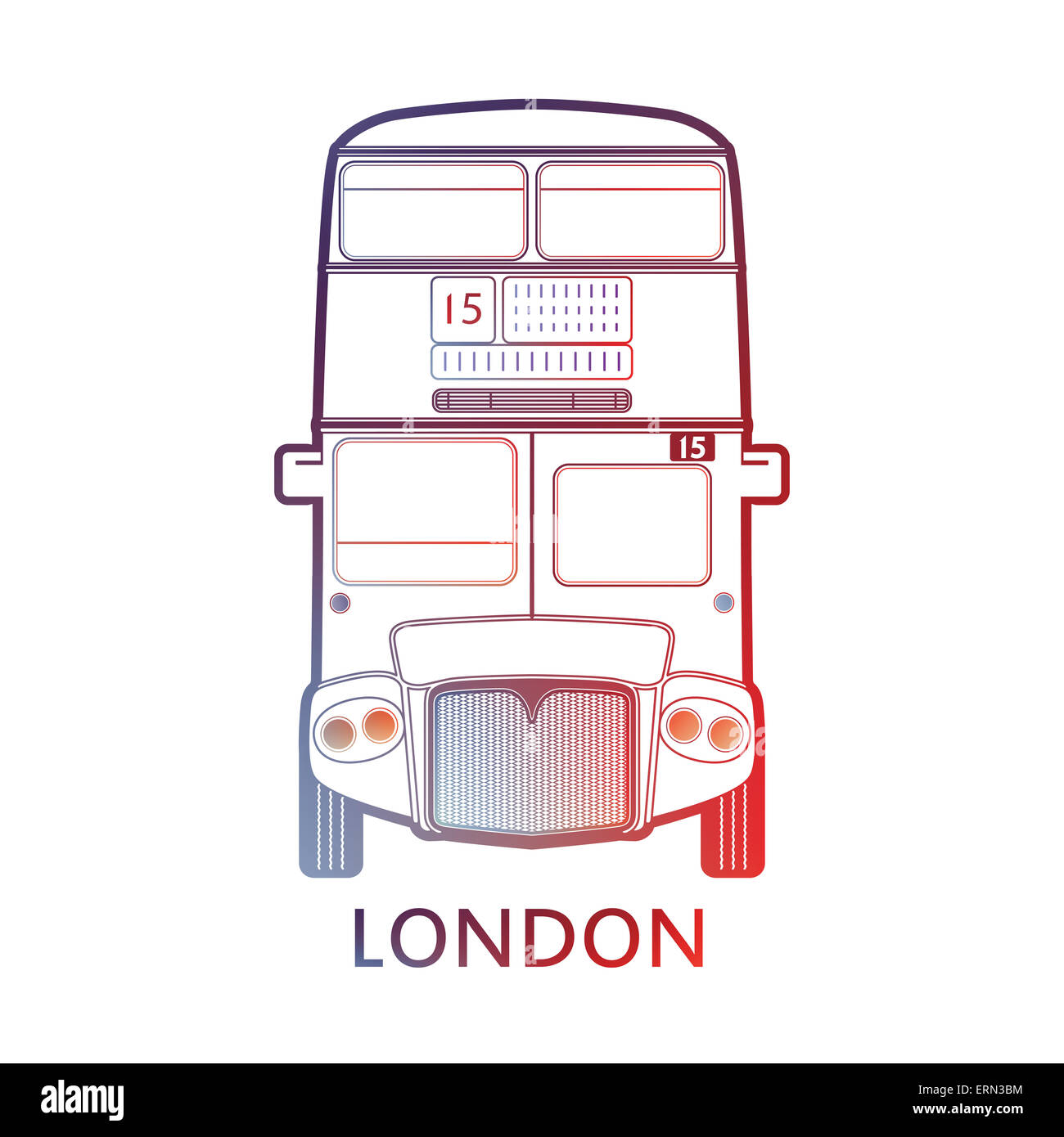 Symbole de Londres - bus rouge icône - des graphiques en couleurs - design moderne. info - simplifié, illustration graphique, style linéaire Banque D'Images