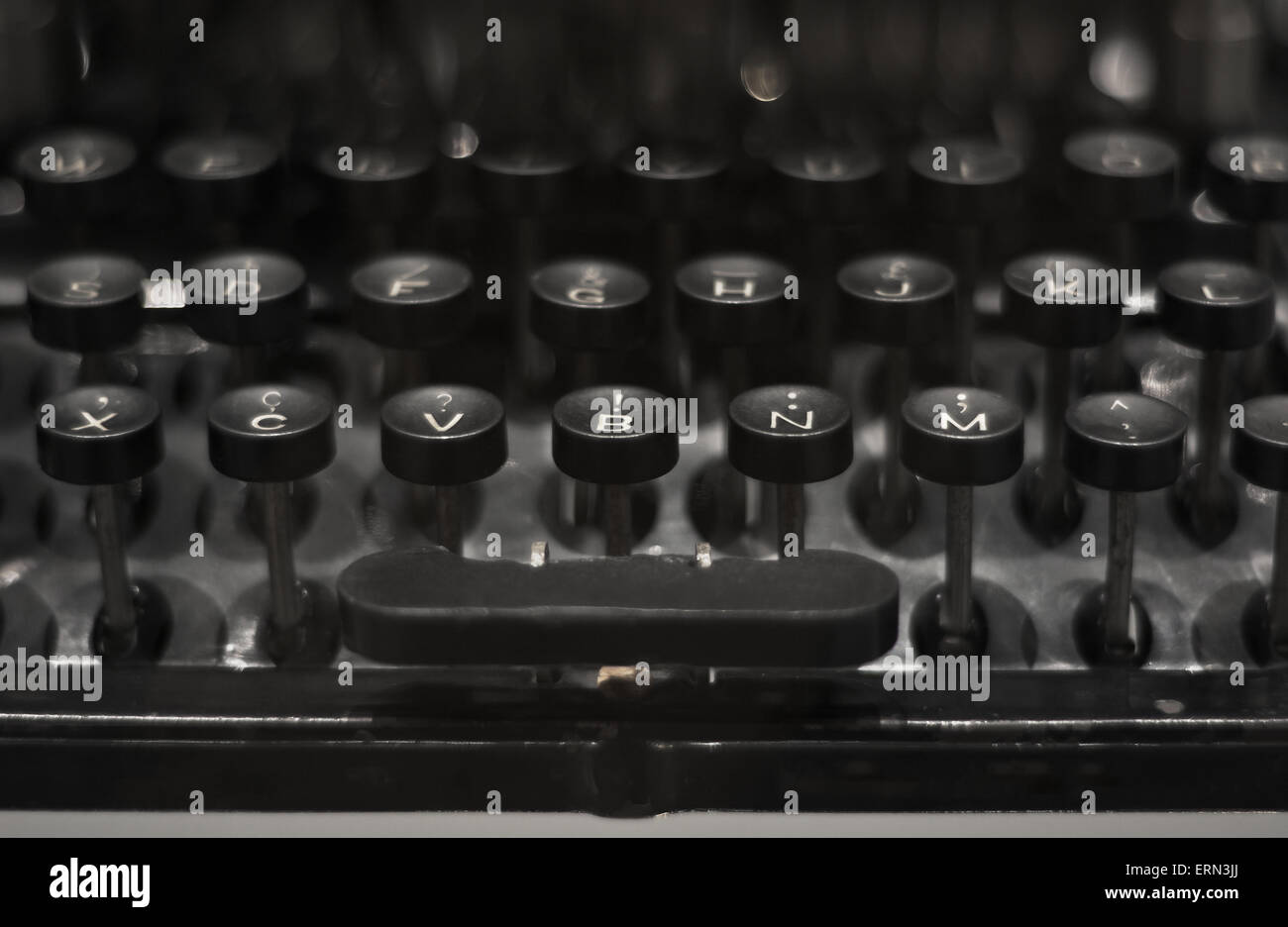 L'ancien clavier de machine à écrire Vintage noir Banque D'Images