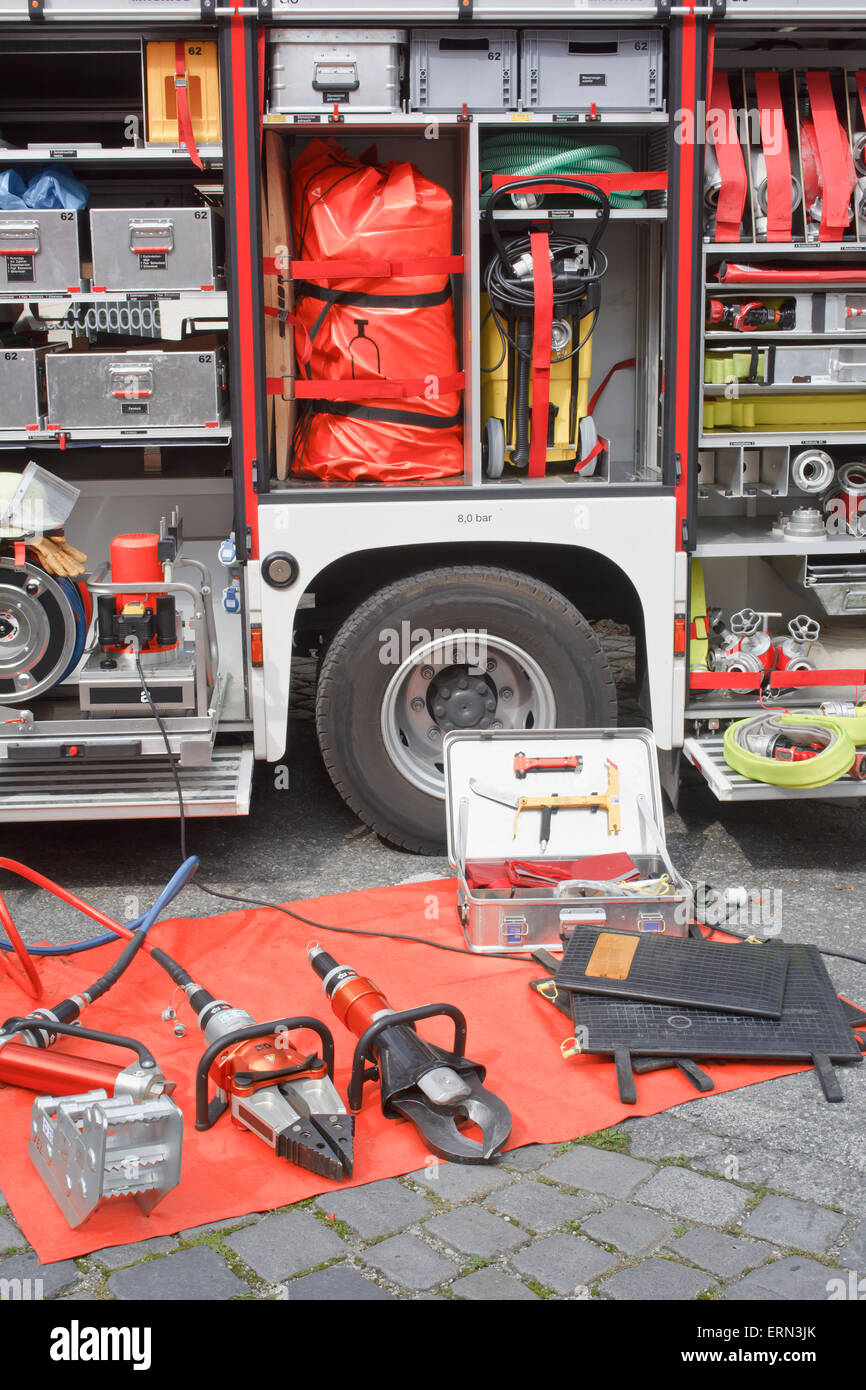 Camion Pompiers allemand et de l'équipement Banque D'Images