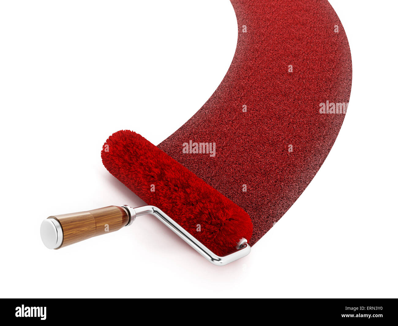 Brosse rouleau rouge formant un tapis rouge. Banque D'Images