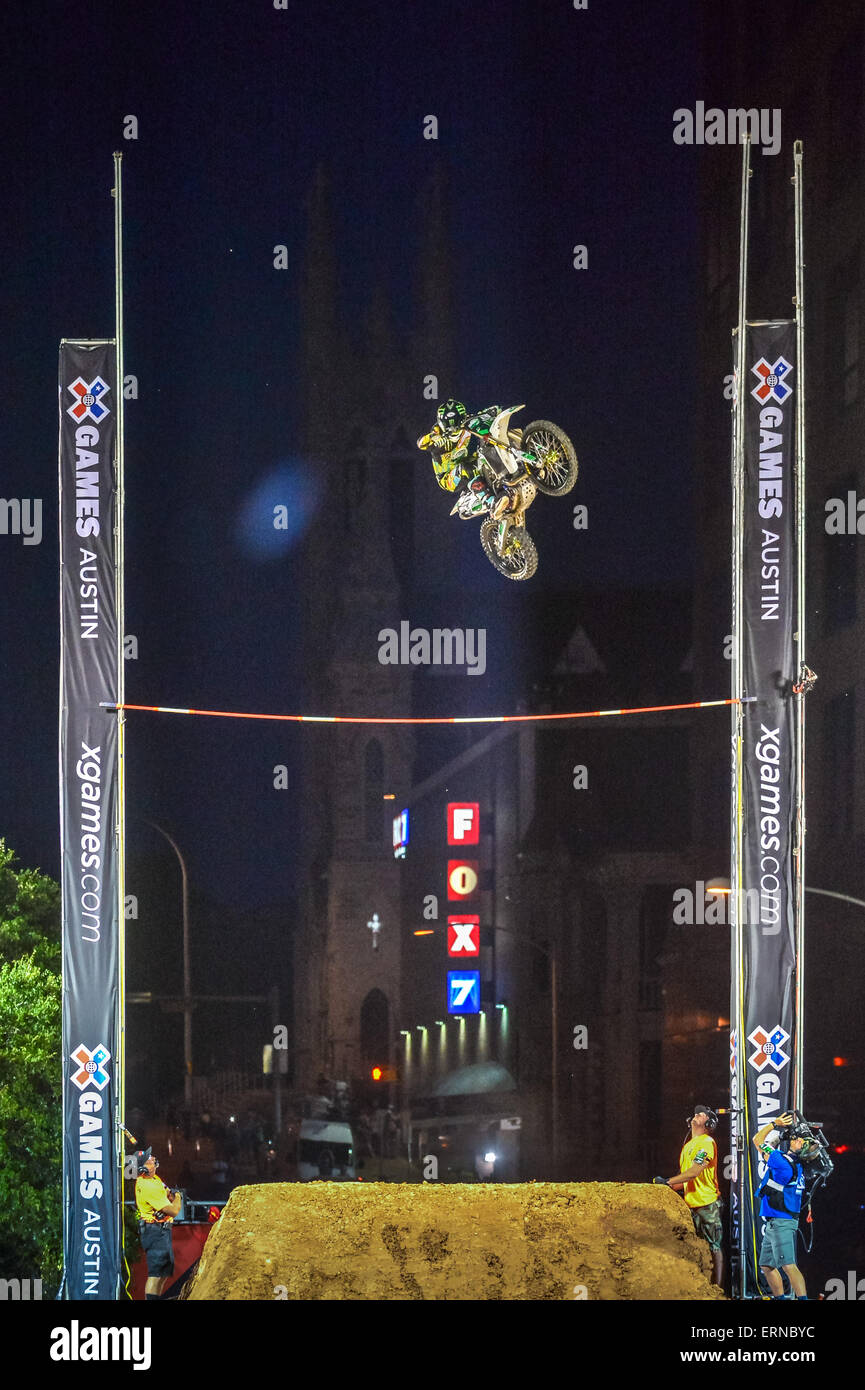 Austin, Texas, États-Unis. 4e juin 2015. Bryce, 3e place Hudson X Games 2015 Moto X Intensifier finale à Austin, Texas, USA Crédit : J. Dennis Thomas / Alamy Live News Banque D'Images