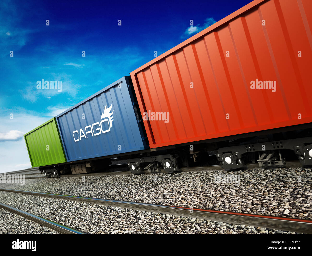 Déménagement Cargo train sur le chemin de fer Banque D'Images