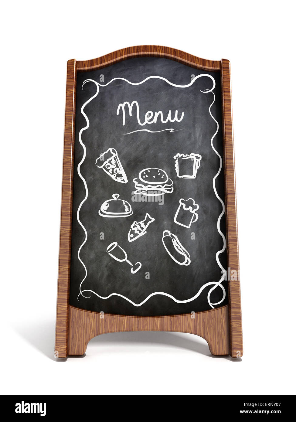 Affichage tableau Restaurant isolé sur fond blanc Banque D'Images