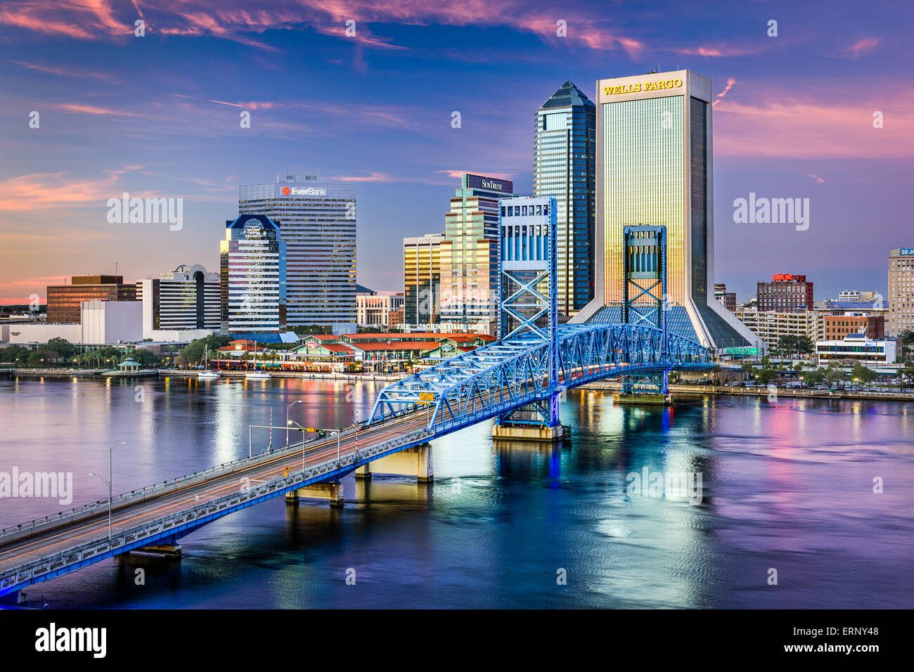 Jacksonville, Floride, USA sur le centre-ville. Banque D'Images