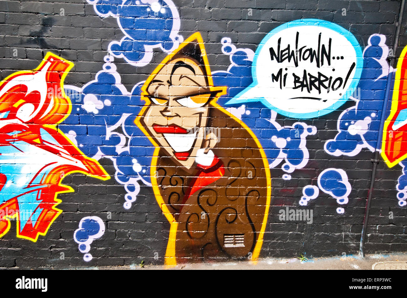Graffiti sur mur ouest intérieure à Newtown, Sydney. Banque D'Images