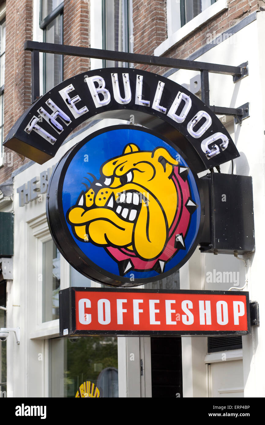 Bulldog Bar et le café signes à Amsterdam Banque D'Images