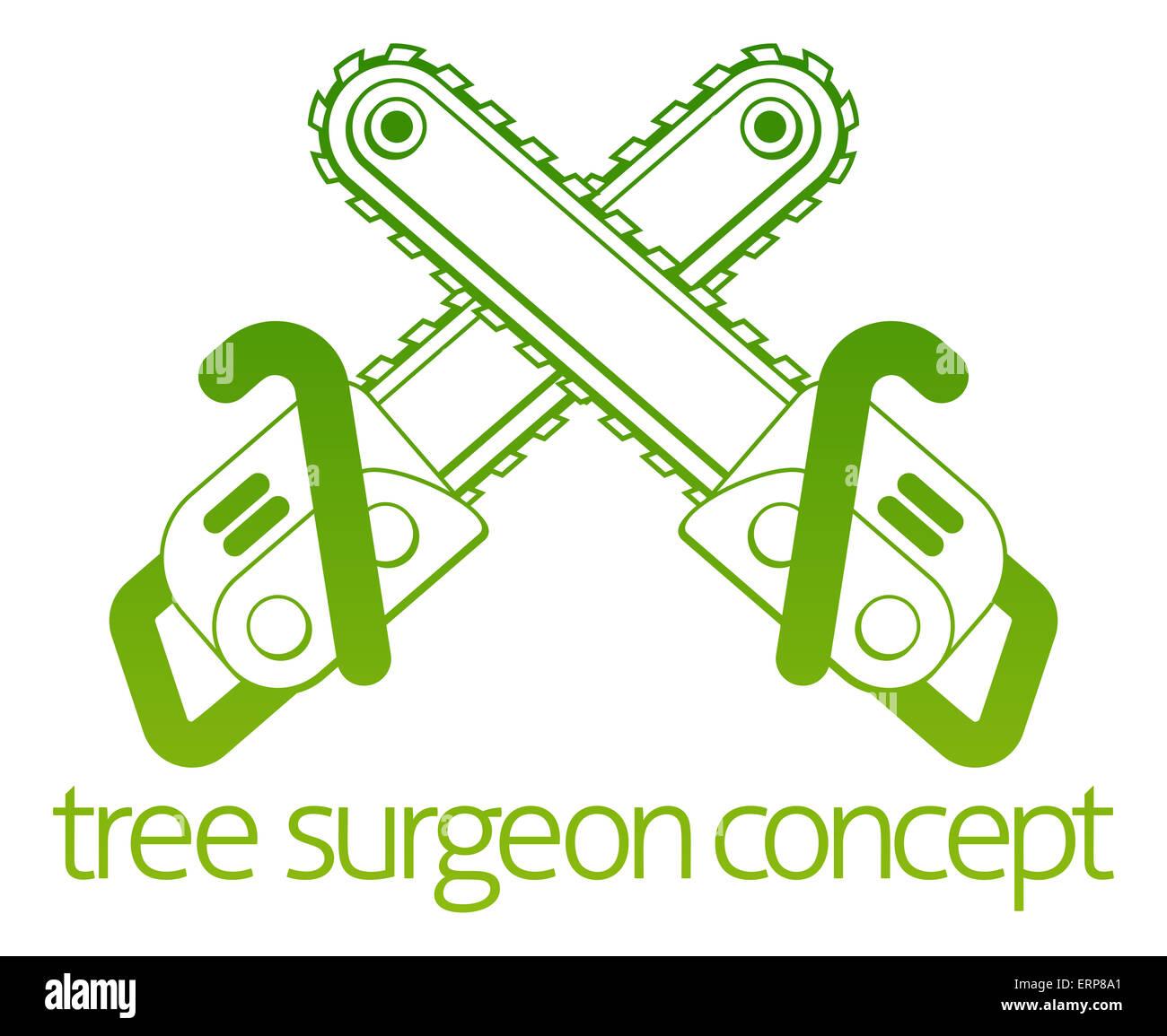 Un croisement de tronçonneuses Tree Surgeon ou jardinier concept design Banque D'Images